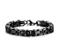 Beydodo Bracciale da uomo in acciaio inox, argento, nero, oro, argento anticato, 21/23 cm, 6 mm, 8,5 mm, catena bizantina, bracciale da uomo, 6mmx21cm, Acciaio inossidabile, Nessuna pietra preziosa