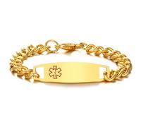 Beydodo Bracciale da uomo in acciaio inox, bracciale in argento e oro, 18,5 x 21,5 cm, con segno medico, braccialetto dell'amicizia personalizzato, per uomini, 18.5cm, Acciaio inossidabile, Nessuna