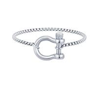 Beydodo Bracciale da uomo in acciaio inox, personalizzabile, con chiusura a ferro di cavallo, braccialetto dell'amicizia, charm argento e oro, 20 cm, Acciaio inossidabile, Nessuna pietra preziosa
