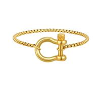 Beydodo Bracciale da uomo in acciaio inox, personalizzabile, con chiusura a ferro di cavallo, braccialetto dell'amicizia, charm argento e oro, 20 cm, Acciaio inossidabile, Nessuna pietra preziosa