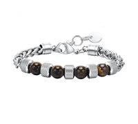 Beydodo Bracciale da uomo in acciaio inox, personalizzabile, con pietre da 8 mm, braccialetto dell'amicizia, 21 cm, 8mmx21cm, Acciaio inossidabile, Nessuna pietra preziosa