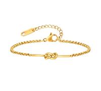 Beydodo Bracciali da donna in acciaio inox placcato oro con nodo braccialetto dell'amicizia personalizzato da donna, oro 19 cm