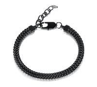 Beydodo Bracciali da uomo, in acciaio inox, 6,4 mm, catena di grano, braccialetto dell'amicizia, bracciali personalizzati da uomo, nero, oro, 25 cm, 6.4mmx25cm, Acciaio inossidabile, Nessuna pietra