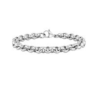 Beydodo Bracciali da uomo, in acciaio inox, 7 mm, braccialetto dell'amicizia, da uomo, in argento antico, 21 cm, 7mmx21cm, Acciaio inossidabile, Nessuna pietra preziosa