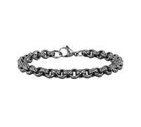 Beydodo Bracciali da uomo, in acciaio inox, 7 mm, braccialetto dell'amicizia, da uomo, in argento antico, 21 cm, 7mmx21cm, Acciaio inossidabile, Nessuna pietra preziosa