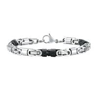 Beydodo Bracciali da uomo in acciaio inox, colore nero, argento, 20 cm, 8 mm, bracciale bizantino