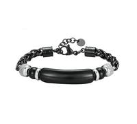 Beydodo Bracciali da uomo in acciaio inox, personalizzabili con onice occhio di tigre, braccialetto dell'amicizia, charm argento nero, 21 cm, Acciaio inossidabile, Nessuna pietra preziosa