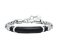 Beydodo Bracciali da uomo in acciaio inox, personalizzabili con onice occhio di tigre, braccialetto dell'amicizia, charm argento nero, 21 cm, Acciaio inossidabile, Nessuna pietra preziosa