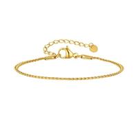 Beydodo Charms, bracciale da donna in acciaio inox placcato oro, sottile 2 mm, braccialetto dell'amicizia, braccialetto personalizzato da donna, oro, 21 cm