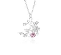 Beydodo Collana con ciondolo in oro 750 585 375, collana da donna con ciondolo a forma di farfalla, ramoscelli con zaffiro rosa e moissanite, collana da matrimonio in oro, 45 cm, da donna, metallo