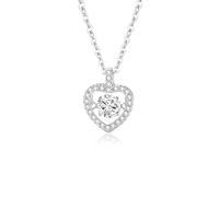 Beydodo Collana con ciondolo in oro 750, da donna, a forma di cuore, con topazio di moissanite da 5 mm, 0,5 ct e ciondolo a forma di diamante in oro 45 cm, Moissanit, metallo prezioso, Moissanite