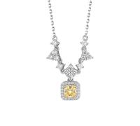 Beydodo Collana con ciondolo in oro bianco 750 585 375 platino 950 da donna con ciondolo a forma di fiore con diamante giallo 1 ct e moissanite pendente catena in oro bianco 45 cm, Metallo, Diamante