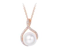 Beydodo Collana con ciondolo in oro rosa 750 585 375, collana da donna con ciondolo a forma di infinito con perla da 8 mm e diamante da 0,09 ct, in oro rosa, 45 cm, Metallo, Diamante Perla