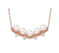 Beydodo Collana con ciondolo in oro rosa 750 585 375, collana da donna con geometria con perle da 3,5 mm e ciondolo a diamante 0,05 ct, in oro rosa, 45 cm, Metallo, Diamante Perla