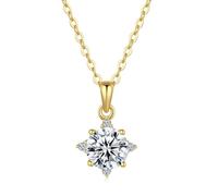 Beydodo Collana da donna 750 585 375 oro con ciondolo 6,5 mm moissanite 1 ct e diamante, collana oro 45 cm per matrimonio sposa, metallo prezioso, Moissanite Diamante