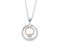 Beydodo Collana da donna bicolore 750 585 375, in vero oro bianco, con doppio cerchio da 0,1 ct, 45 cm, per donne e spose, Metallo, Diamante