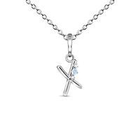 Beydodo Collana da donna con ciondolo in argento 925, 26 lettere dalla A alla Z, con pietra di luna, da donna, 45 cm, argento, Pietra di luna