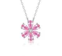 Beydodo Collana da donna in oro 375, collana da 45 cm, ciondolo a forma di fiore con goccia di moissanite rosa zaffiro rubino e diamante collana da sposa per donna, metallo prezioso, Diamante Rubino