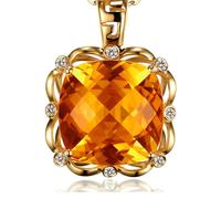 Beydodo Collana da donna in oro 375, con ciondolo a forma di fiore con citrino da 10 carati e diamante da 0,06 ct, per charm