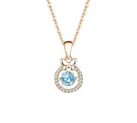 Beydodo Collana da donna in oro 750, 45 cm, ciondolo a forma di farfalla, con topazio di moissanite da 5 mm, 0,5 ct e diamante matrimonio collana da donna, Topas, metallo prezioso, Topazio Diamante