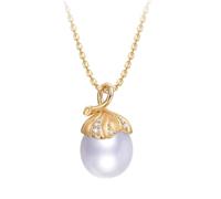 Beydodo Collana da donna in oro 750 585 375, collana da 45 cm, con ciondolo a forma di pigna con perla e diamante, per donne, Metallo, Perla Diamante