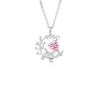 Beydodo Collana da donna in oro 750 585 375, con ciondolo a forma di cuore rosa e zaffiro e ramoscelli con catena di moissanite, oro 45 cm, per donne e sposa, metallo prezioso, Zaffiro rosa sintetico