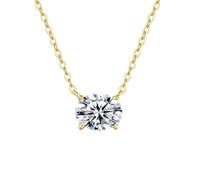 Beydodo Collana da donna in oro 750 585 375, con ciondolo ovale in moissanite da 2 carati, 45 cm, per donne, metallo prezioso, Moissanite