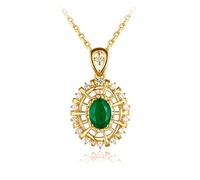 Beydodo Collana da donna in oro 750, collana da 45 cm, con ciondolo a forma di margherita, ovale, smeraldo, 0,6 carati, per donne, Smeraldo Diamante