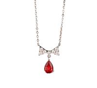 Beydodo Collana da donna in oro bianco 950, in platino, 750, 585, 375, con ciondolo a forma di nodo con rubino da 1,2 carati e moissanite, in oro bianco, 45 cm, Metallo, Rubino sintetico Moissanite