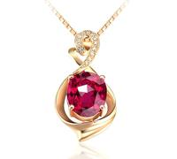 Beydodo Collana da donna in oro rosa 375, catena 45 cm, ciondolo a forma di infinito con tormalina rossa 2 carati e diamante 0,05 carati, per matrimonio e donne