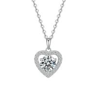Beydodo Collana da donna in platino 950, ciondolo a forma di cuore con moissanite da 6,5 mm, 1 ct e diamante matrimonio collana in oro bianco 45 cm per le donne, metallo prezioso, Moissanite Diamante