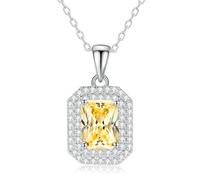Beydodo Collana da donna in platino 950, con ciondolo di lusso con smeraldo, topazio citrino 2 ct e moissanite, collana da matrimonio in oro bianco 45 cm per le donne, metallo prezioso, Citrino