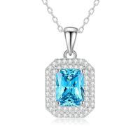 Beydodo Collana da donna in platino 950, con ciondolo di lusso con smeraldo, topazio citrino 2 ct e moissanite, collana da matrimonio in oro bianco 45 cm per le donne, metallo prezioso, Topazio