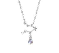 Beydodo Collana in oro bianco 750 585 375 donna 45 cm con ciondolo, collana stella polare con pietra di luna e diamante ciondolo catena per donne sposa, Pietra di luna Diamante
