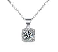 Beydodo Collana in oro bianco da donna 750 585 375, catena pendente charm quadrato con diamante creato 1 ct collana oro bianco 45 cm per le donne, Diamante creato
