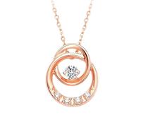 Beydodo Collana in oro rosa 750 585 375 da donna, 45 cm, con ciondolo, doppio cerchio con diamante da 0,1 ct, Metallo, Diamante