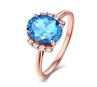 Beydodo Fede nuziale in oro rosa 750 585 375 da donna, singola, con topazio da 2,75 ct e diamante 0,1 ct, anelli di fidanzamento per donna, misura 49 - 63, 18 (18,5), Topazio Diamante