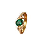 Beydodo Fedi nuziali in oro 375 585 750, da donna, in 4 pezzi, con smeraldo ovale da 1 ct e diamante, misura 49 (15,6)-65 (20,7), 10 (15,9), metallo prezioso, Smeraldo sintetico Diamante
