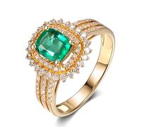 Beydodo Fedi nuziali in oro 750 585 375, da donna, con smeraldo 0,75 carati e diamante, anelli di fidanzamento eternità, da donna, misura 49 - 63, 62 (19.7), Smeraldo Diamante