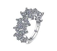 Beydodo Fedi nuziali in oro bianco 585 singolo, da donna, con trifoglio, con gocce di moissanite, fedi nuziali, senza nichel, misura 49-63, Moissanite