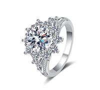 Beydodo Fedi nuziali in oro bianco 750 585 375 vero oro bianco 375 anelli da donna con 3 carati di diamante anello di fidanzamento da donna misura 49-63, 49 (15.6), metallo prezioso, Diamante