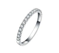Beydodo Fedi nuziali in oro bianco 750 585 375 vero oro bianco 375, sottili con diamanti 0,2 carati, anelli di fidanzamento da donna, misura 49-63, 20 (19,1), metallo prezioso, Diamante sintetico
