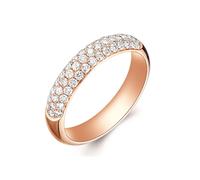 Beydodo Fedi nuziali in oro rosa 375 585 750 da donna singola, anelli da 4 mm con diamante 0,5 ct, anello nuziale, anniversario, matrimonio, senza nichel, misura 49 - 65, 21 (19,4), metallo prezioso
