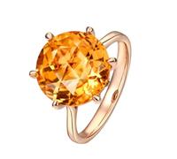 Beydodo Fedi nuziali in oro rosso 750 585 375, da donna, singolo, con citrino grande, 6,75 carati, fedi nuziali per matrimonio, anniversario, misura 49 (15,6)-63 (20,1), 12 (16,6), Citrino