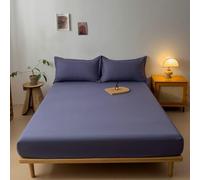 Beydodo Lenzuolo con angoli da 10-25,4 cm e federa 3 pezzi, lenzuolo con angoli in cotone 140 x 200 cm, viola tinta unita, lenzuolo con angoli con tasca profonda