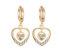 Beydodo Orecchini a cerchio da donna in oro 375 vero oro da appendere a cuore con tormalina colorata Moissanite orecchini a cerchio matrimonio sposa in bijouterie, cristallo
