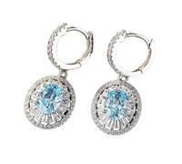 Beydodo Orecchini a cerchio da donna in oro bianco 750 585 375, orecchini a cerchio, con topazio 2 carati e moissanite, per matrimonio, senza nichel, metallo prezioso, Topazio Moissanite