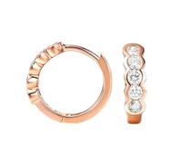 Beydodo Orecchini a cerchio da donna in oro rosa 750 585 375, orecchini a cerchio con diamanti da 0,6 ct, per matrimonio, senza nichel, metallo prezioso, Diamante