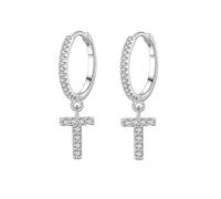 Beydodo Orecchini a cerchio da donna in platino 950, 26 lettere dalla A alla Z con diamanti orecchini a cerchio, matrimonio, senza nichel, Platino, Diamante