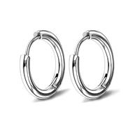 Beydodo Orecchini a cerchio in acciaio inox, da uomo, 8 - 20 mm, lucidati, rotondi, colore nero, oro, oro rosa, argento, senza nichel, Regular, Nessuna pietra preziosa